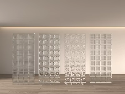 Wooden Floor Tiles with Different Patterns on White Background and Transparent Partitions 3d model