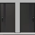 Two Modern Security Doors with Vertical Striped Patterns and Electronic Keypad Locks in Dark Gray 3d model