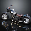 Vintage Style Black Motorcycle With Brown Leather Seat Chrome Details And Shiny Wheels