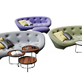 Modern shaped sofa combination 3d model