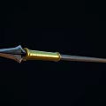 Ancient Polearm Weapon With Long Metal Shaft And Crescent Blade Design 3d model