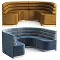 Curved Multi Person Sofa With Gold Leather And Blue Velvet Modern Design