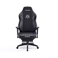 AutoFull Ergonomic Gaming Office Chair With Black Leather Adjustable Armrests And Swivel Wheels