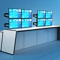 Modern Surveillance Control Room With Multiple Screens White Cabinets And Reflective Floor
