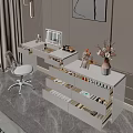 Elegant Modern White Dressing Table With Mirror Chair Drawers Cosmetics And Decorative Vase