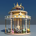 Multi Tiered Crown Top Carousel Amusement Ride with Colorful Animal Shaped Seats for Children