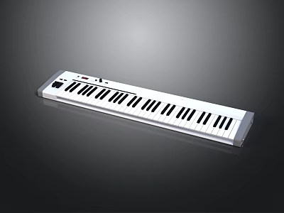 White Digital Electronic Keyboard With Black Piano Keys And Control Panel 3d model
