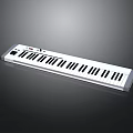 White Digital Electronic Keyboard With Black Piano Keys And Control Panel