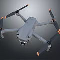 Gray Body Drone with Four Propellers Orange Tips and Camera 3d model