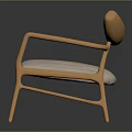 Modern Accent Chair with Wooden Frame Curved Backrest Armrests and Padded Light Cushion