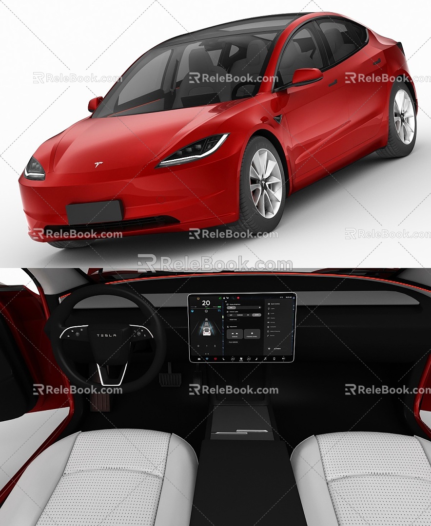 Car Tesla Model 3 2024 Interior 3d model