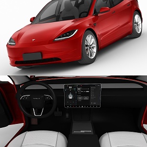 Car Tesla Model 3 2024 Interior 3d model