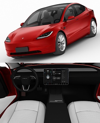 Car Tesla Model 3 2024 Interior 3d model