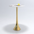 Sleek Modern Coffee Table With Marble Top And Gold Cone Base Design 3d model