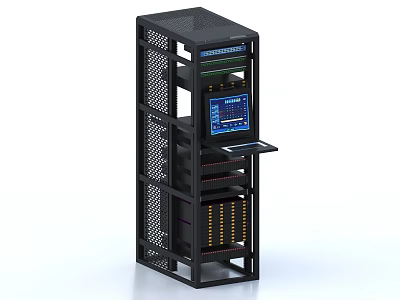 Industrial Equipment Featuring Black Metal Frame Multi Layer Structure Display Screen Control Panel 3d model