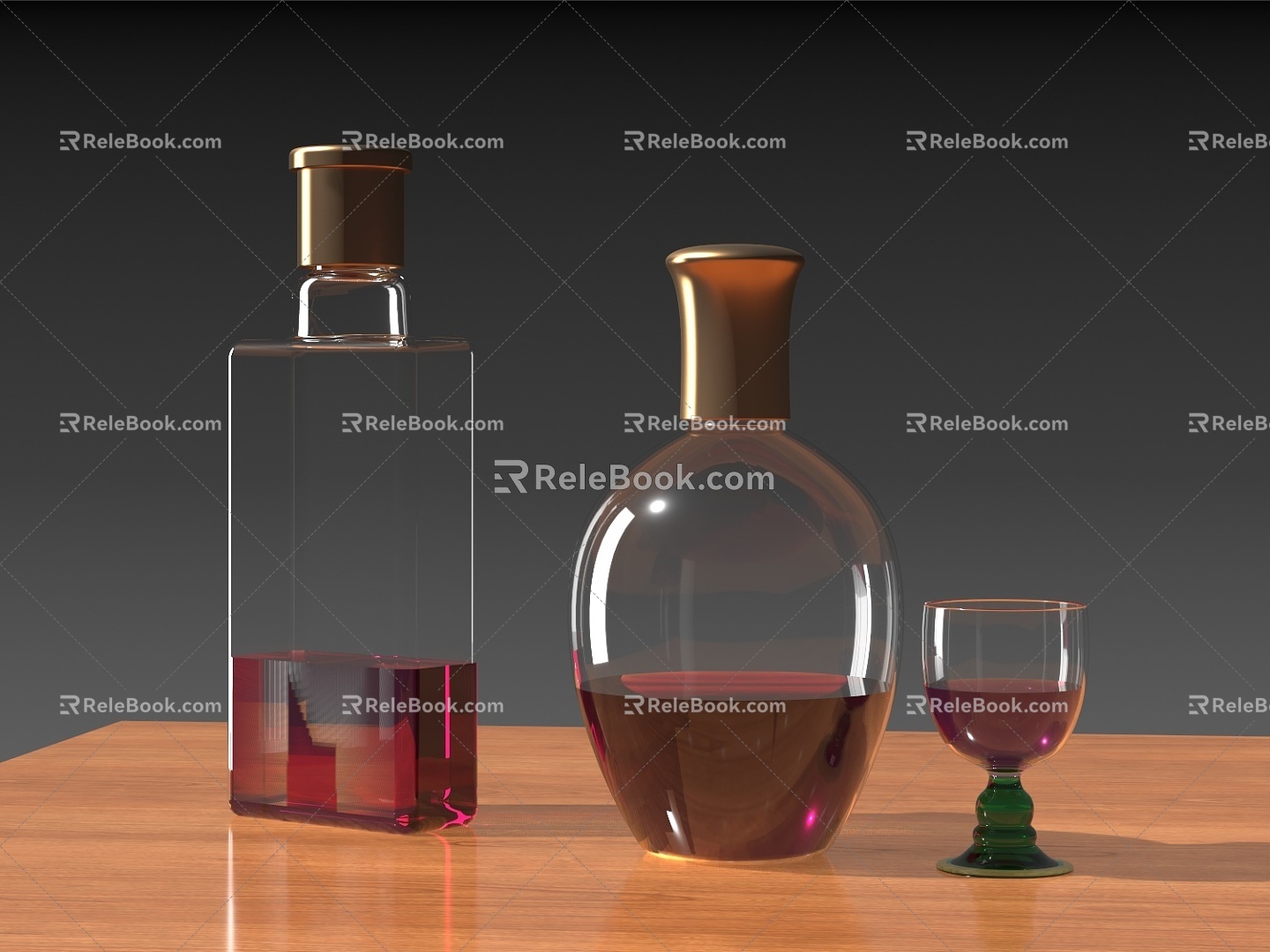 Wine Wine Wine Cocktail Glass Wine Bottle 3d model