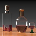 Wine Wine Wine Cocktail Glass Wine Bottle 3d model