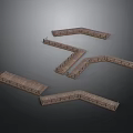 Wooden Plank Pathway Components With Curved Sections Stairs And Straight Platforms