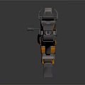 Futuristic Sci Fi Gun With Orange Black Color And Mechanical Long Barrel Design 3d model