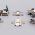 Modern Wooden Table And Chair Set With Round Mats For Home Interior