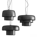 Modern Transparent Chandeliers with Green Orange Grey Tones and Layered Design