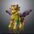 Cute Yellow Dragon Plush Toy With Rainbow Horns Big Eyes Colorful Wings And Spots
