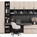 Modern simple desk and chair combination 3d model