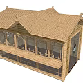 Traditional Two Story Wooden House With Classic Roof Balcony And Glass Windows