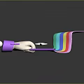 Purple Sleeved Hand Holding Rainbow Flag On Electronic Appliance With Star And Ball