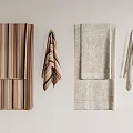 Soft Cotton Striped Plain Towels In Brown Beige Folded And Hanging Design