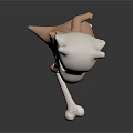 Cute Cartoon Creature Character With White Head Brown Body Holding Bone