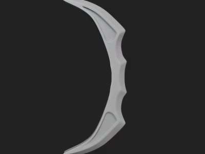 White Sleek Crescent Shaped Weapon With Detailed Curved Design On Black Background 3d model