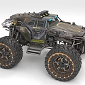 Dark Industrial Off Road Vehicle With Large Tires And Mechanical Details