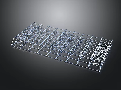 Industrial Metal Framework With Grid Structure And Steel Truss Design 3d model