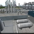 Industrial Factory Plant With Storage Tanks Piping Systems Structural Frameworks And Equipment Platforms