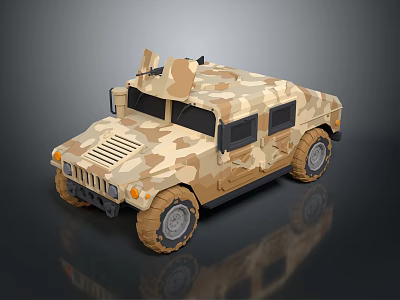 Functional Military Off Road Vehicle With Camouflage Exterior And Roof Equipment 3d model