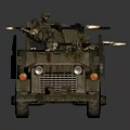 Vintage Military Vehicle Truck With Soldiers Manning Machine Guns And Front Emblem