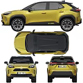 Yellow Toyota SUV Exterior Design With Front And Rear View Display Shots