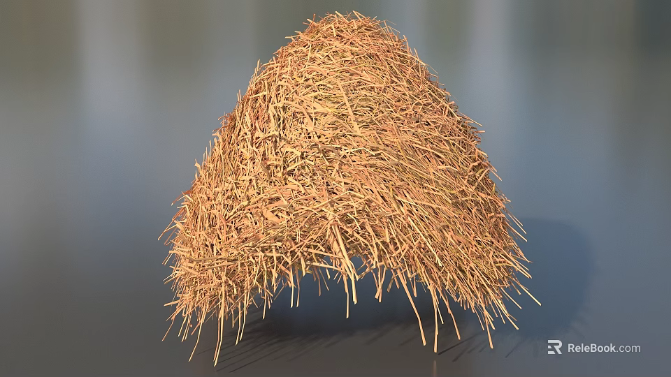 Natural Dried Grass Haystack With Brown Yellow Color And Cone Shape 3d model 