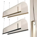 Modern Linear Chandeliers With Black And Gold Metal Frame And White Hanging Lampshade
