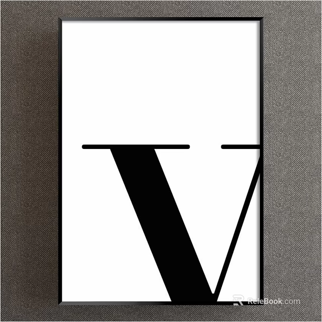 Modern Minimalist Black And White Graphic Design With Letter V Frame 3d model 