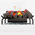 Realistic Electric Fireplace With Flaming Logs Metal Stand And Pebble Base