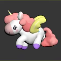 Cute Cartoon Unicorn Toy With Pink Mane White Body Yellow Wings And Purple Hooves
