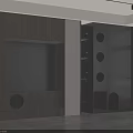Modern Pet Cabinet with Circular Openings in Living Room Interior and Wooden Storage Design