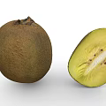 Fresh Whole and Sliced Kiwi Fruit with Yellow Flesh and Black Seeds