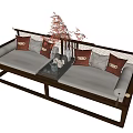 New Chinese-style double sofa 3d model