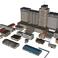 Industrial Factory Buildings With Various Industrial Architecture Types And Different Roof Structures
