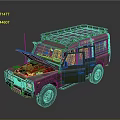 Vintage Green Off Road Vehicle With Open Hood And Roof Rack Design