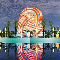 Modern City Sculpture Mobius Loop Color Tube Abstract Sculpture 3d model