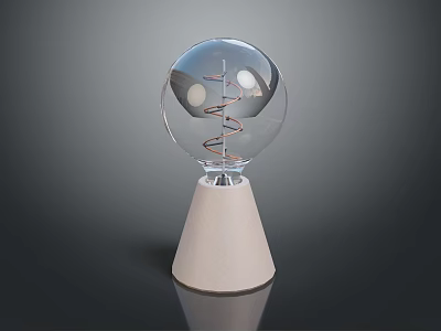 Modern Decorative Transparent Sphere With Spiral Structure And White Conical Base 3d model